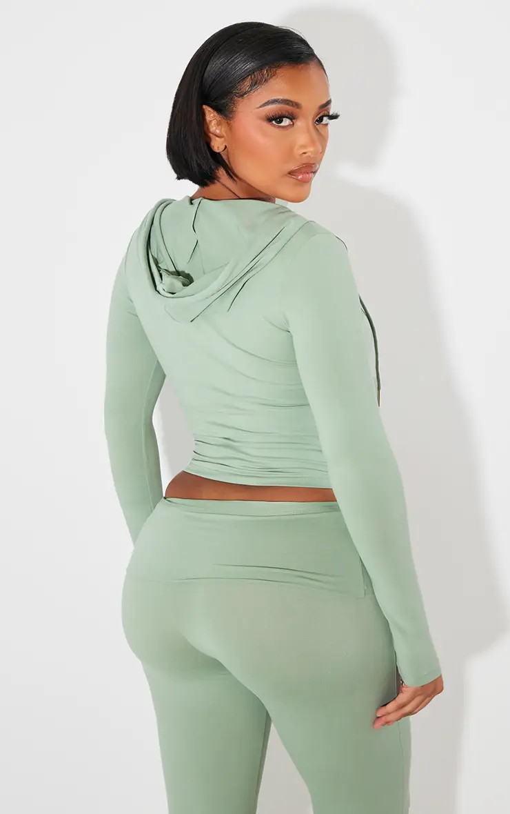 Sage Green Shape Sage Green Sculpted Zip Through Hoodie Co-ord | PrettyLittleThing USA | PrettyLittleThing US