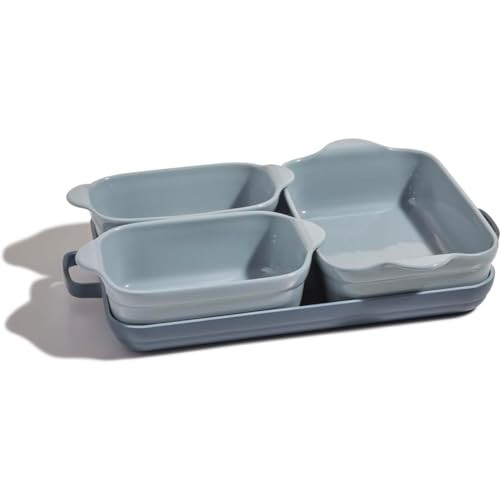 Our Place Bakeware Set | 5-Piece Nonstick, Toxin-Free, Ceramic, Cast Aluminum Set w/Oven Pan, Bakers, & Oven Mat | Space-Saving Nesting Design | Oven-Safe | Bake, Roast, Griddle and more | Blue Salt | Amazon (US)