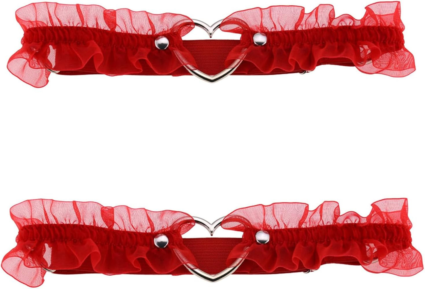 2PCs Adjustable Heart Lace Thigh Garter, Elastic Leg Garters Belt for Women Parties, Black/Red/Pi... | Amazon (US)