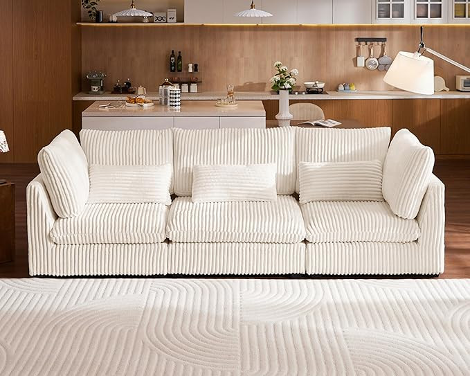 Cloud Oversized Modular Sofa, 120" Corduroy Wide Seat Sectional with Reversible Chaise, Shaped Co... | Amazon (US)