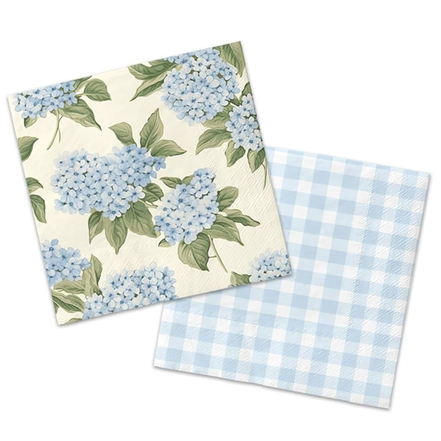 40Pcs Floral Napkins-Blue White Party Supplies Vintage Flower Paper Napkins Tea Party Decorations... | Amazon (US)