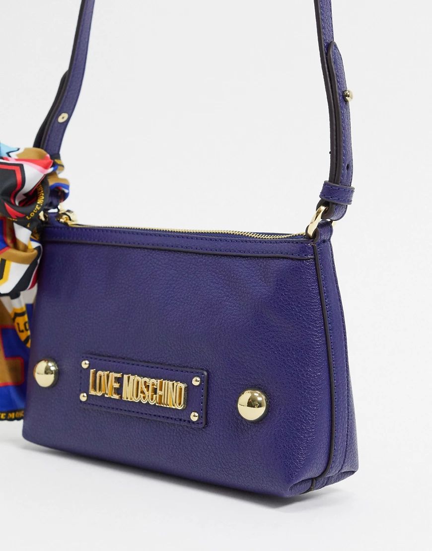 Love Moschino cross body bag with scraf tie in navy-Blue | ASOS (Global)