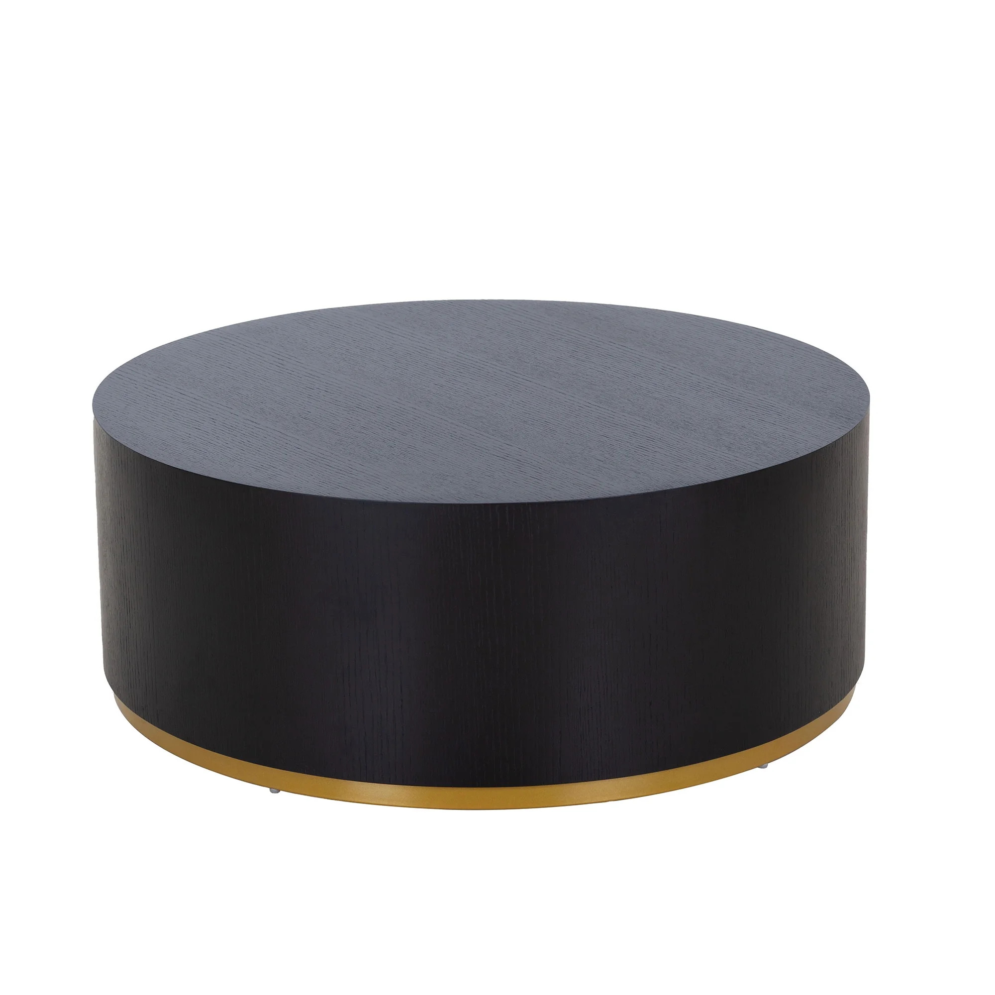 Kevinplus Black Coffee Table with Gold Rim Bottom End Table Round Wood Side Table for Living Room... | Walmart (US)