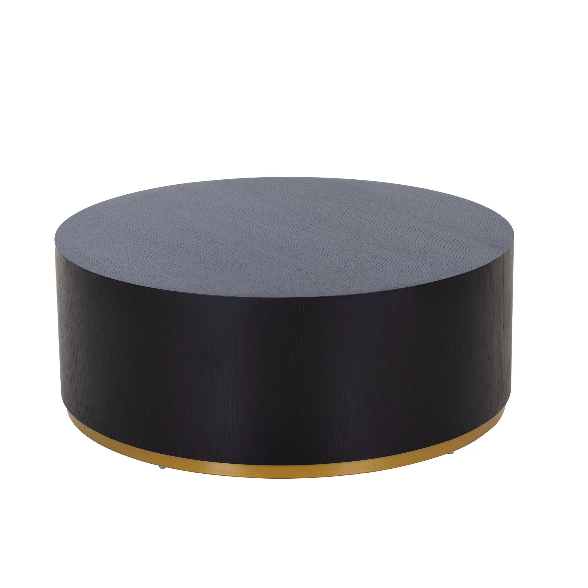 Kevinplus Black Coffee Table with Gold Rim Bottom End Table Round Wood Side Table for Living Room... | Walmart (US)