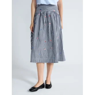 Free Assembly Women's and Women's Plus Embroidered Cotton Midi Skirt, Sizes 0-26W | Walmart (US)