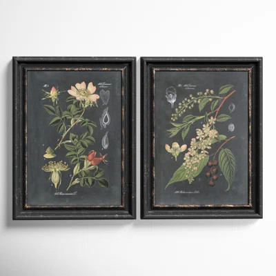 Bergenfield Midnight Botanicals by Vision Studio - 2 Piece Picture Frame Graphic Art Print Set on Wood | Wayfair North America