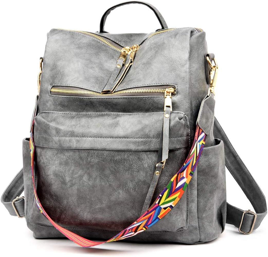 Women's Fashion Backpack Purses Multipurpose Design Convertible Satchel Handbags and Shoulder Bag PU | Amazon (US)