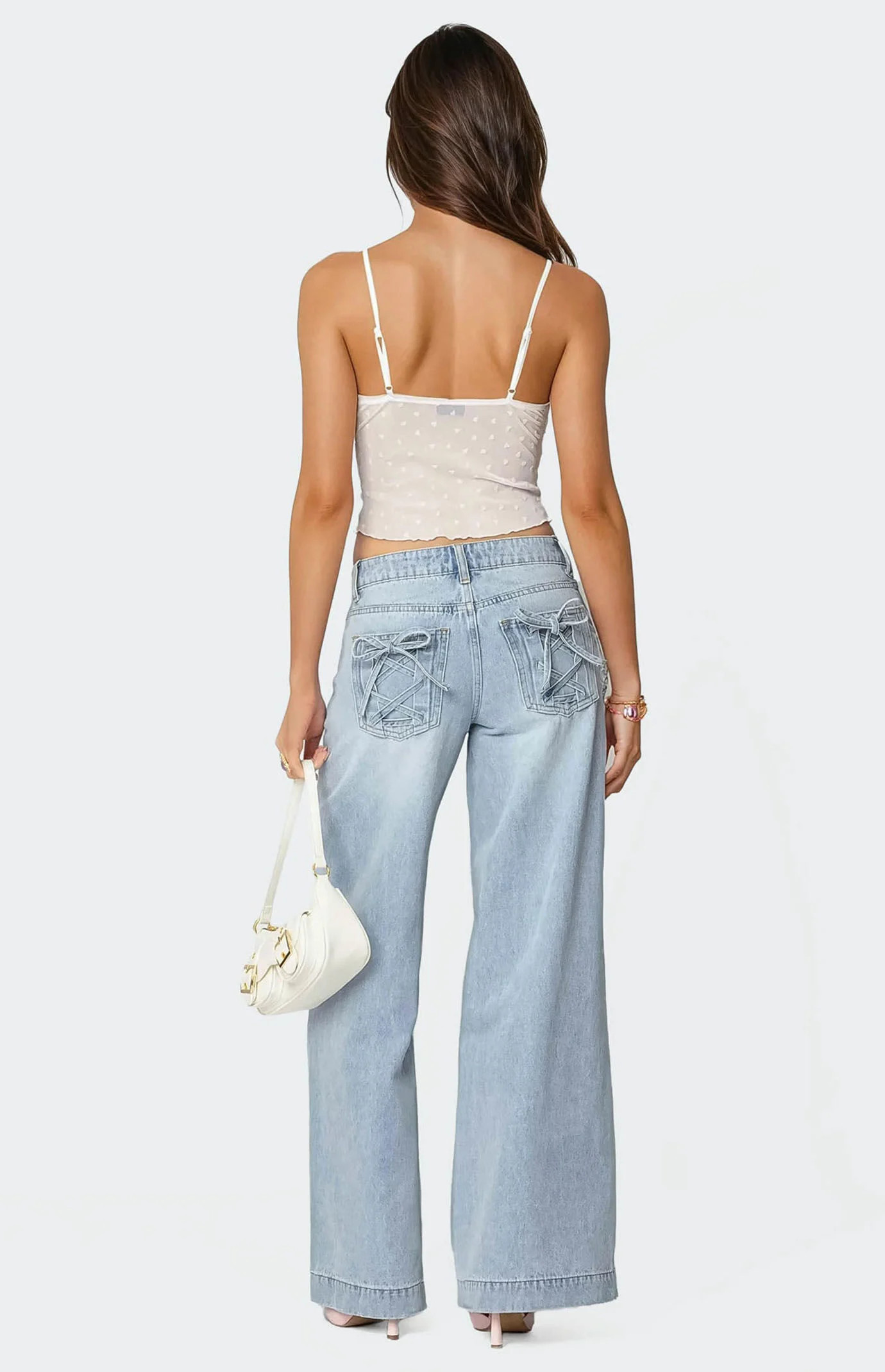 Edikted Women's Sidonie Wide Leg Jeans in Light Blue - Size XL | PacSun