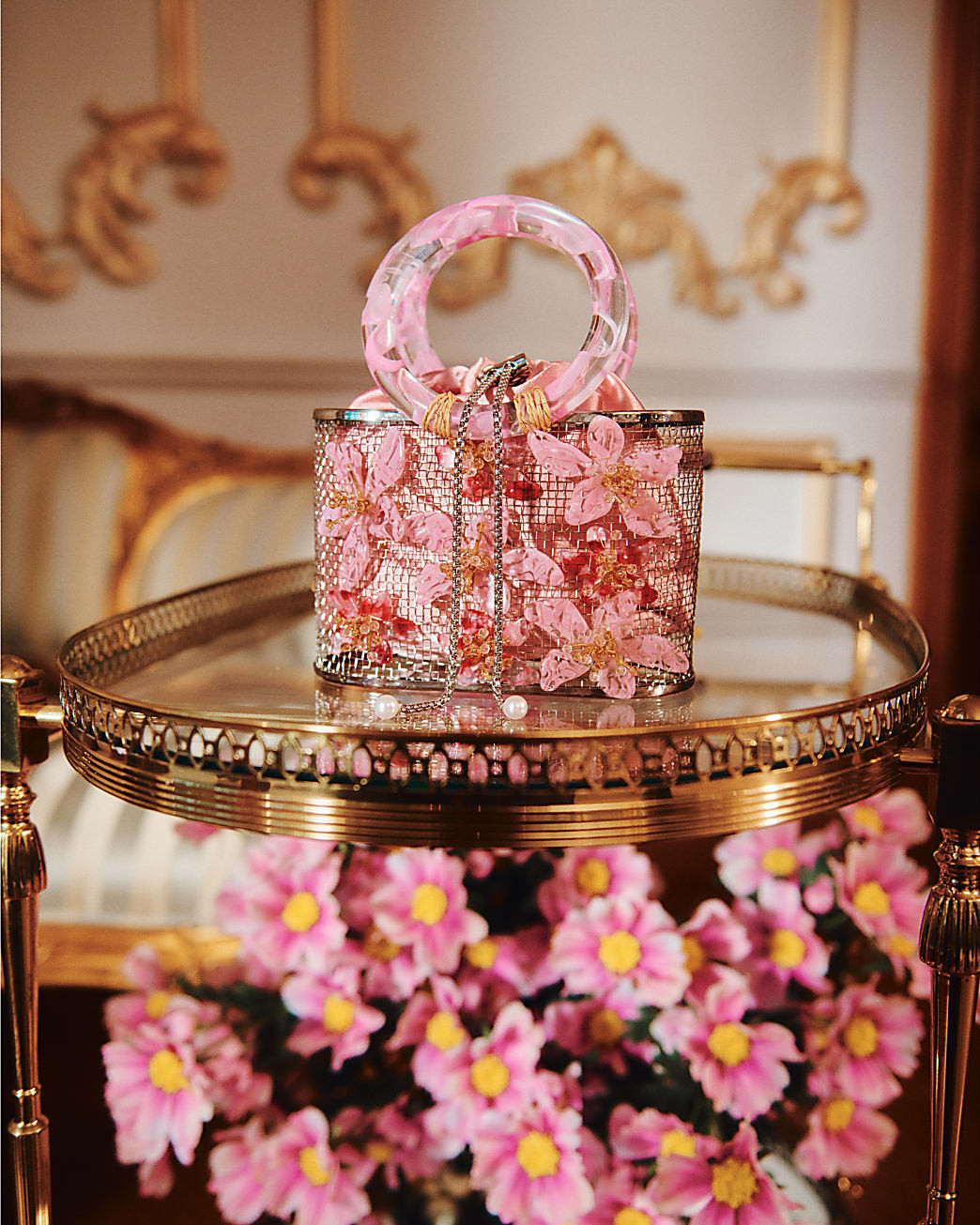 Pink Flower Cage Bag | River Island UK & IE
