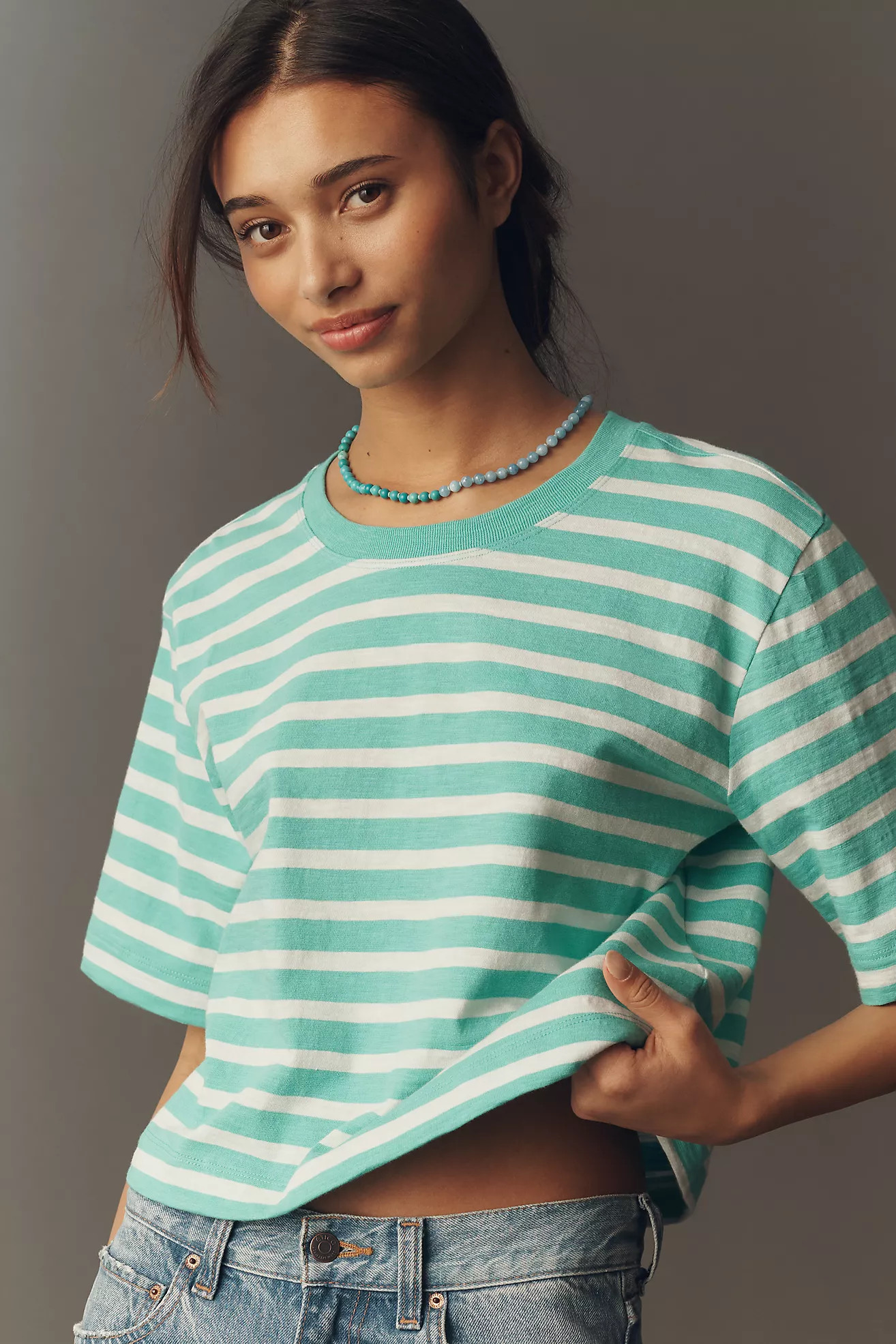 The Corey Short-Sleeve Boxy Tee by Maeve | Anthropologie (US)