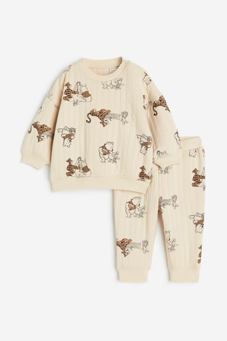 2-piece Patterned Sweatshirt Set - Beige/Winnie the Pooh - Kids | H&M US | H&M (US + CA)