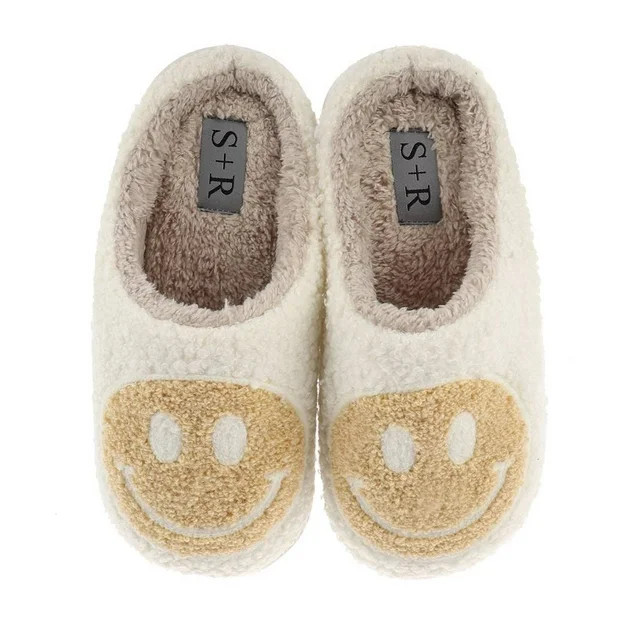 S+R Women's Smiley Graphic Cozy Slide Slipper | Walmart (US)