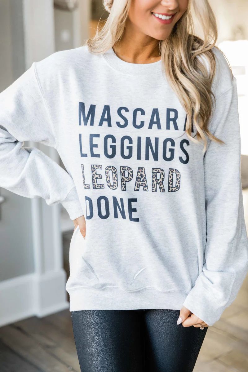 Mascara Leggings Leopard Done Ash Graphic Sweatshirt | The Pink Lily Boutique