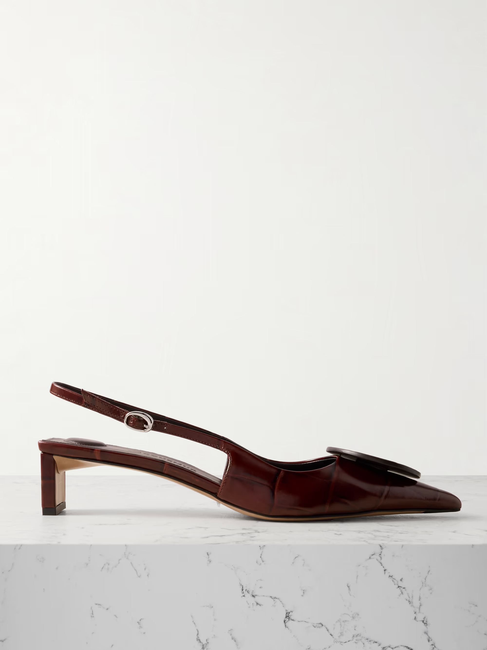 Duelo embellished croc-effect leather slingback pumps | NET-A-PORTER (US)