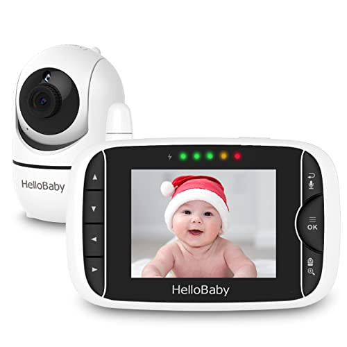 HelloBaby Video Baby Monitor with Remote Camera Pan-Tilt-Zoom, 3.2'' Color LCD Screen, Infrared Night Vision, Temperature Display, Lullaby, Two Way Audio | Amazon (US)