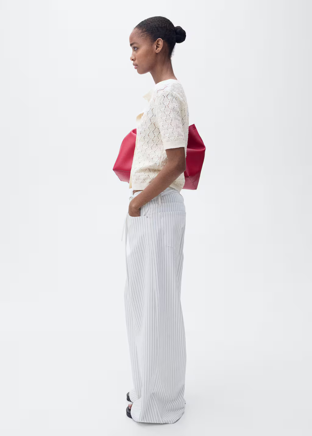 Short-sleeved openwork knitted cardigan ecru - Women - S - MANGO | Mango (US/MX/AU)