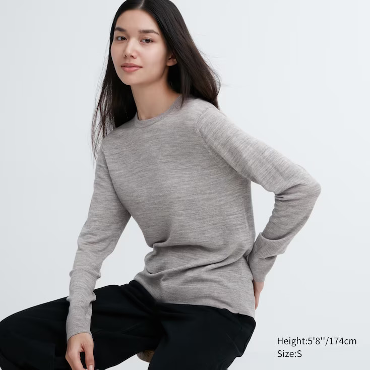 100% Extra Fine Merino Crew Neck Jumper | UNIQLO (UK)