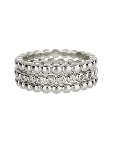 Beaded Diamonte Ring Set- Silver | LUV AJ