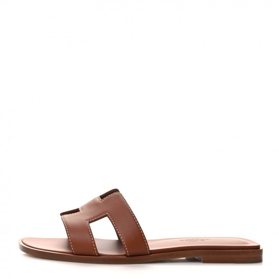 HERMES Box Calfskin Oran Sandals 35.5 Gold | FASHIONPHILE (US)