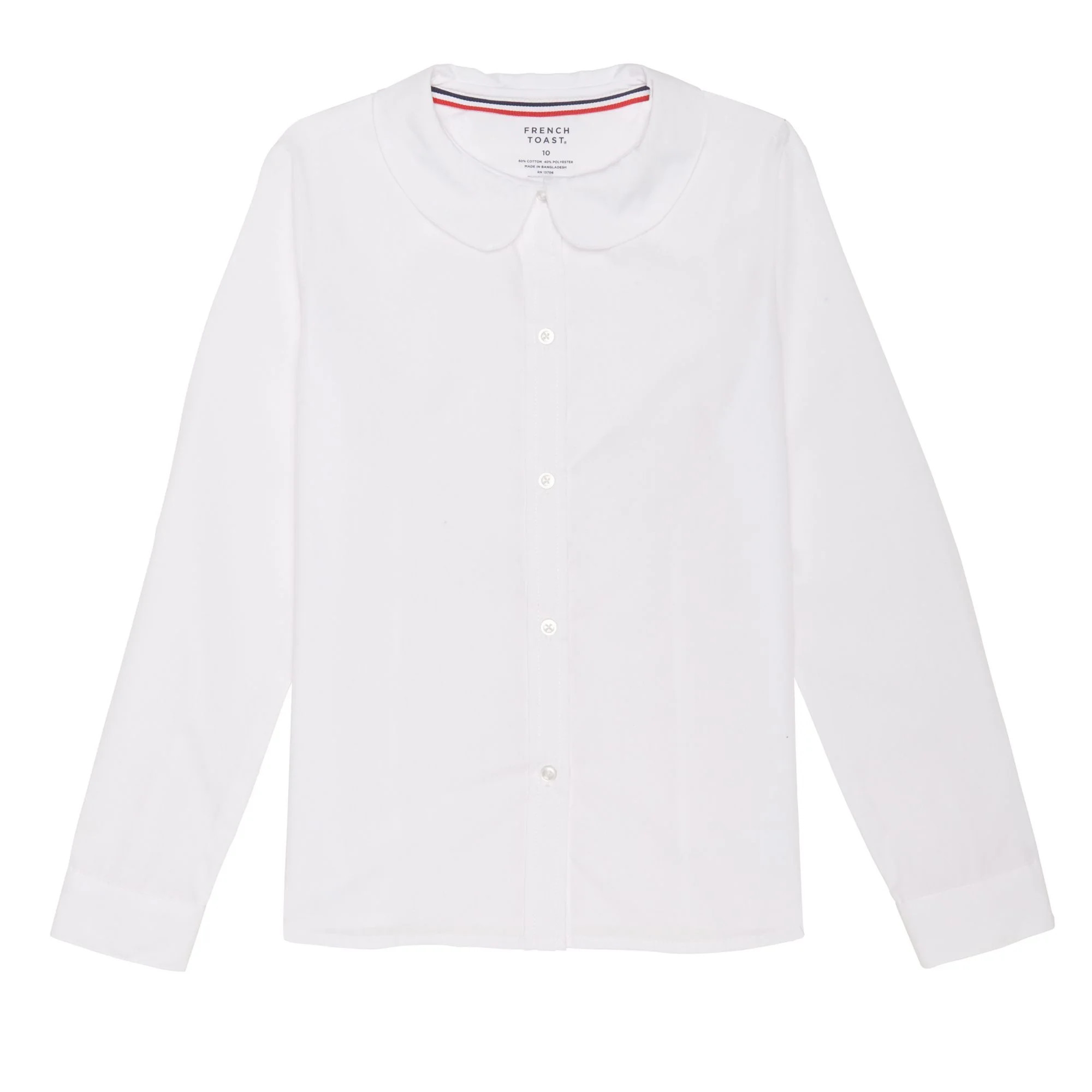 French Toast Girls School Uniform Long Sleeve Modern Peter Pan Collar Blouse, Sizes 4-20 - Walmar... | Walmart (US)