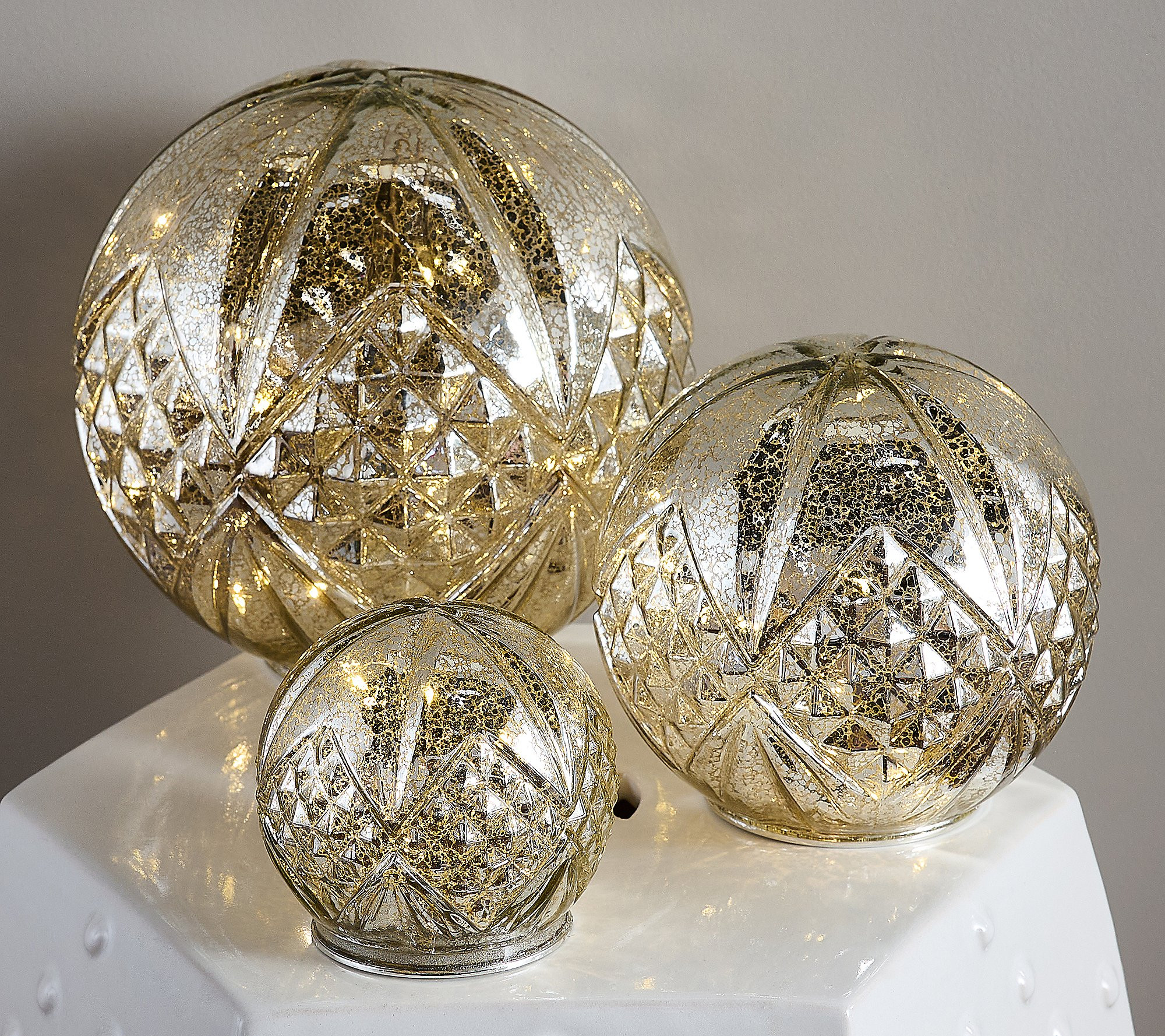 BFF Collection S/3 Illuminated Mercury GlassSpheres | QVC