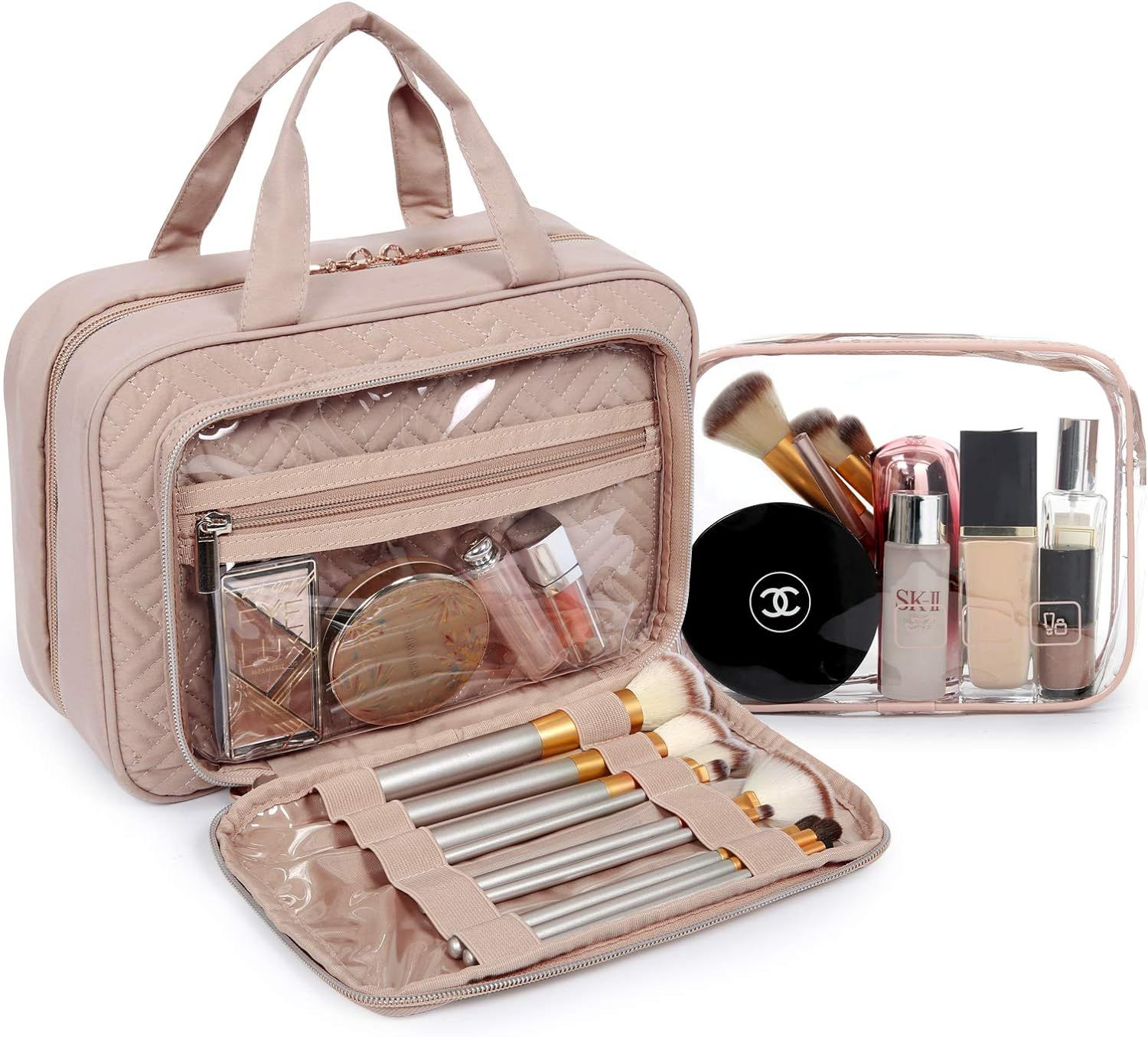 BAGSMART Toiletry Bag Hanging Travel Makeup Organizer with TSA Approved Transparent Cosmetic Bag Mak | Amazon (US)