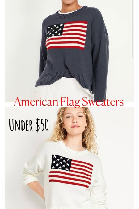 American Flags sweaters at a fraction of the cost of designer ones. Perfect t Memorial Day outfit or Fourth of July  

#LTKFindsUnder50 #LTKStyleTip #LTKSeasonal