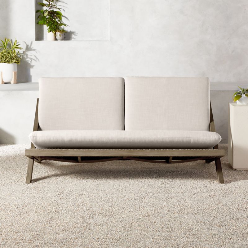Lecco Teak Modern Outdoor Loveseat | CB2 | CB2