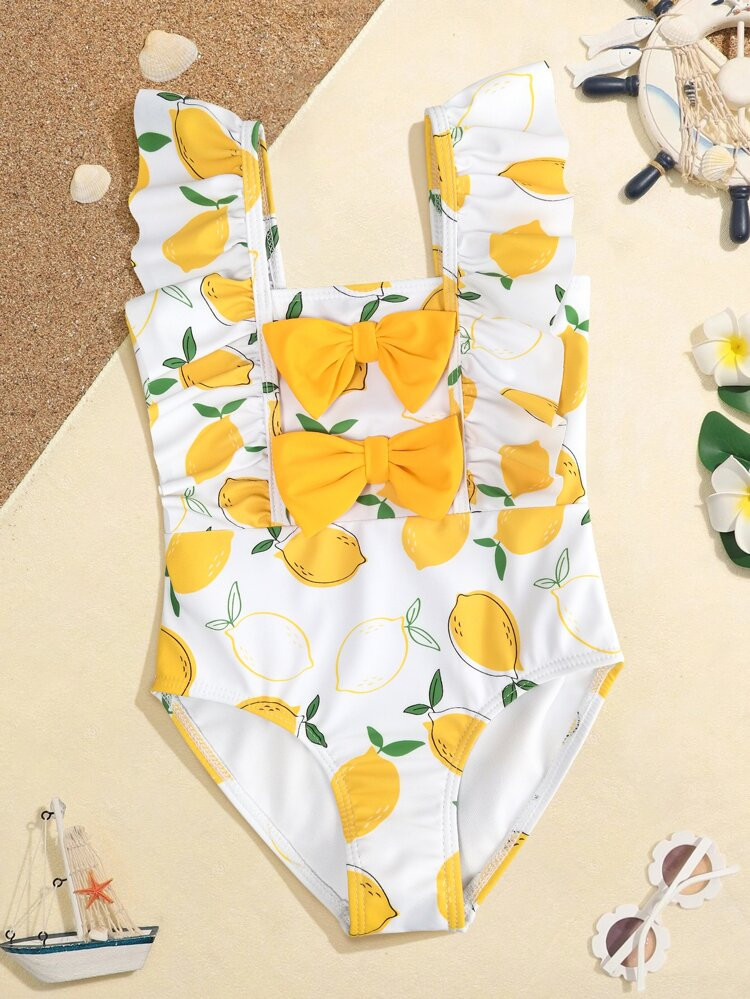 Toddler Girls Fruit Print Bow Front One Piece Swimsuit
       
              
              $8.20... | SHEIN
