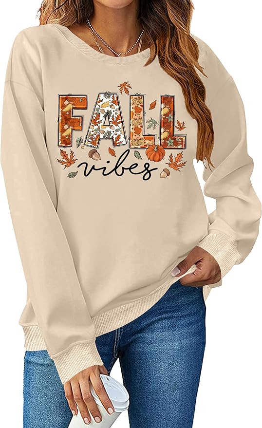 VVNTY Fall Sweatshirts for Women: Autumn Thanksgiving Graphic Pullover Tops Fall Long Sleeve Shir... | Amazon (US)
