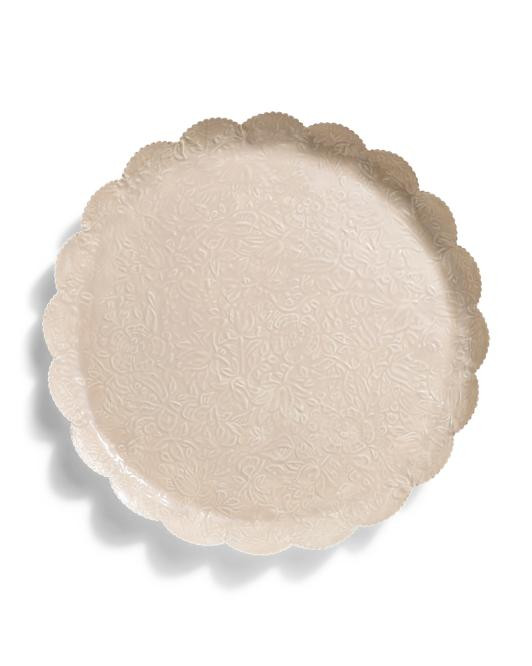 19.5in Mallaw Embossed Enamel Scalloped Edge Tray | TJ Maxx