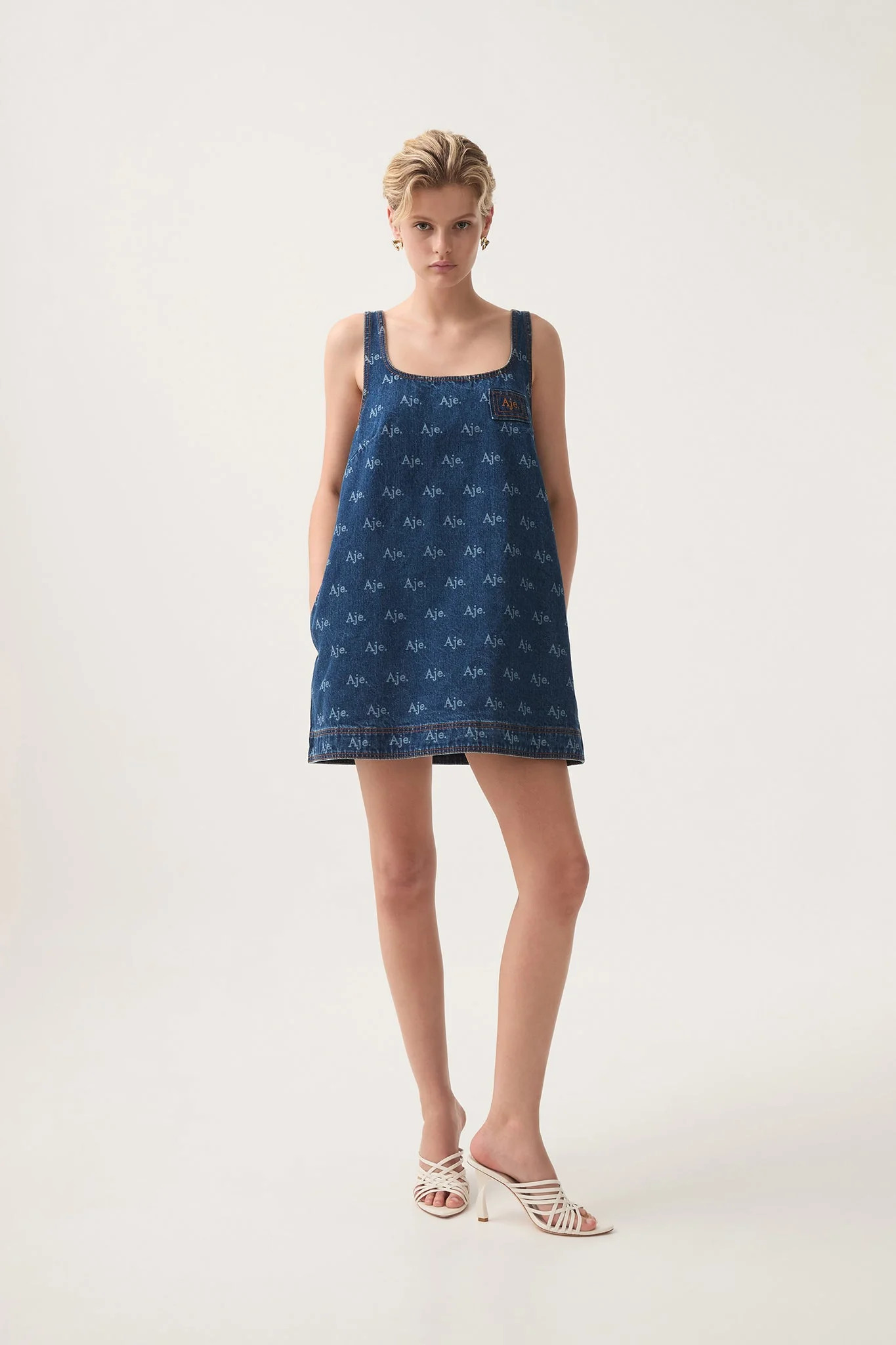 Ratio Logo Denim Mini Dress | aje. (Australia and New Zealand)