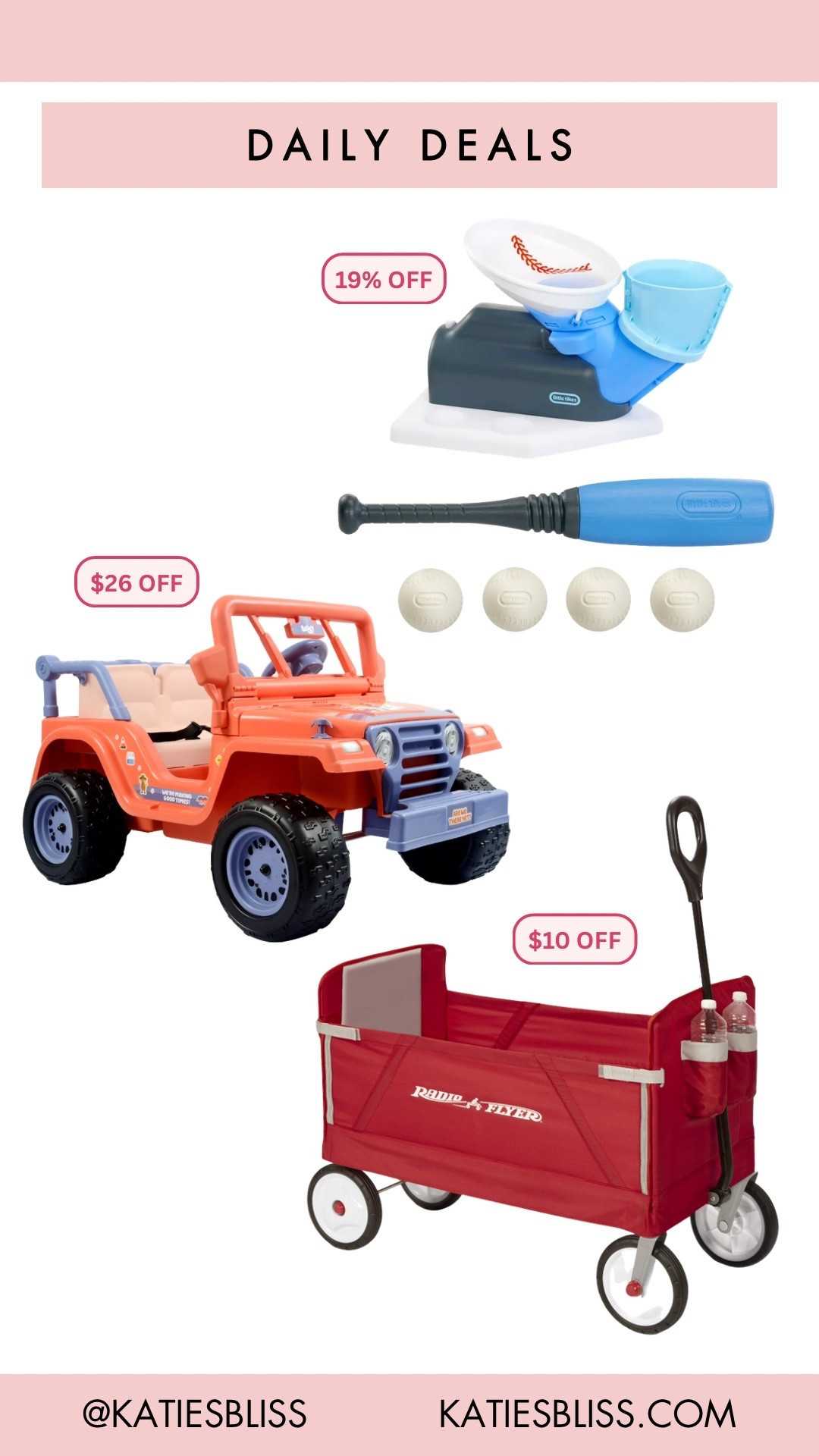 Daily deals ✨

Walmart. Deal. Sale. Markdown. Rollback. Toy. Kids. Outdoor. Wagon. Radio flyer. Bluey jeep. Baseball.

#LTKSeasonal #LTKKids #LTKSaleAlert