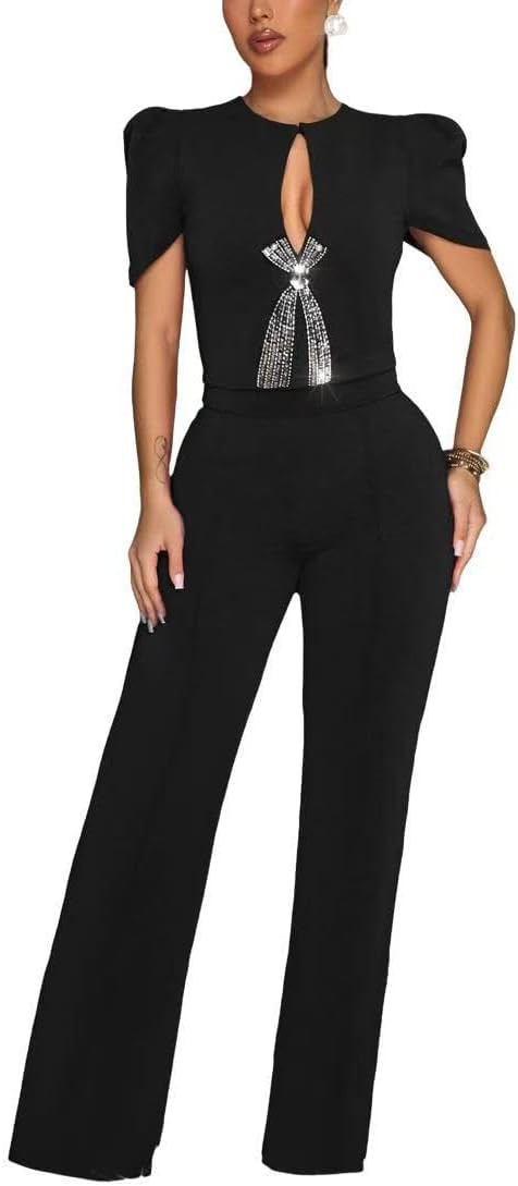 Sunlips elegant,sexy,high waisted,Women fashionable,wide leg pants,club business party button jum... | Amazon (US)