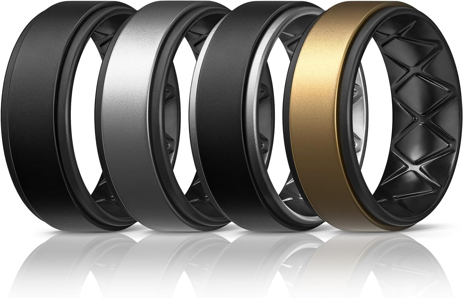 Egnaro Silicone Rings for Men 1/4/5/6/7 Multipack of Breathable Mens Silicone Rubber Wedding Ring... | Amazon (US)