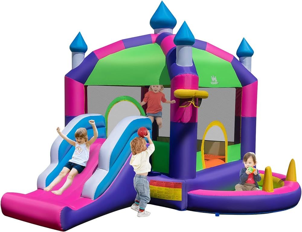 BOUNTECH Inflatable Bounce House with Canopy Overhead Cover, Bouncy House with Slide & Ball Pit f... | Amazon (US)