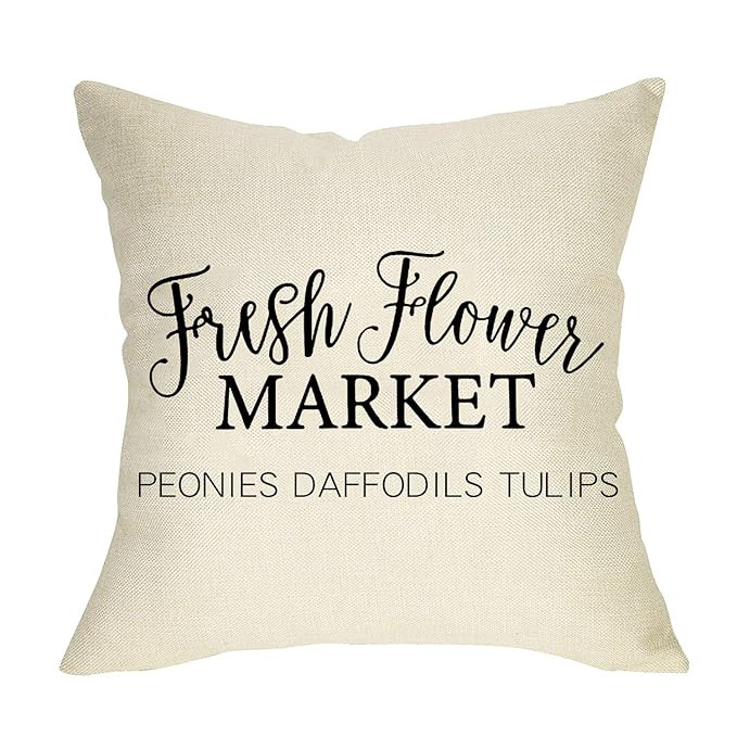 Softxpp Fresh Flower Market Spring Throw Pillow Cover Decorative Farmhouse Cushion Case Peonies D... | Amazon (US)