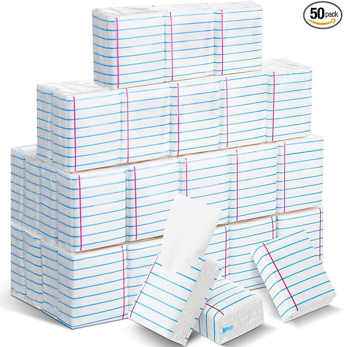 Ctosree 50 Pack Back to School Pocket Tissues Teacher Classroom Travel Packs Bulk 500 Sheet Small... | Amazon (US)