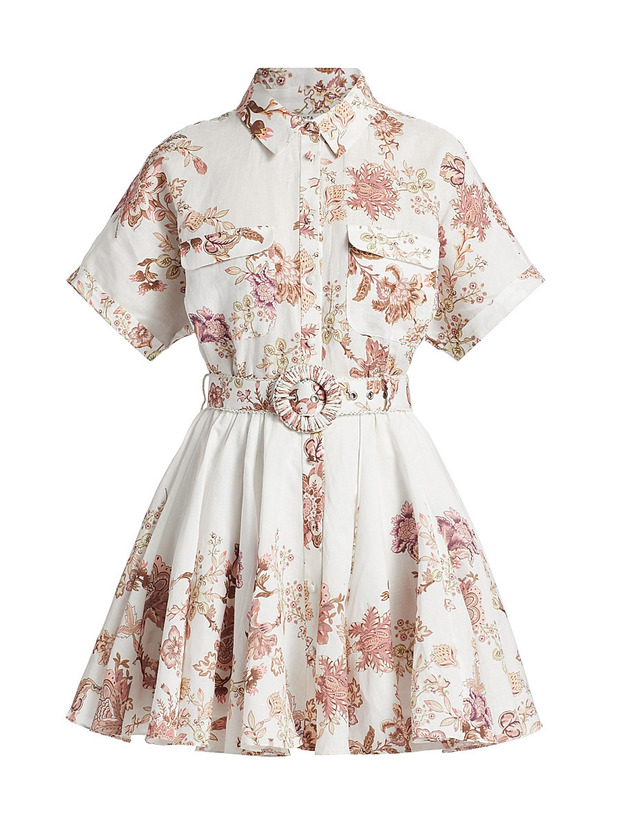 Women's Diza Floral Mini Shirtdress - White - Size XS | Saks Fifth Avenue
