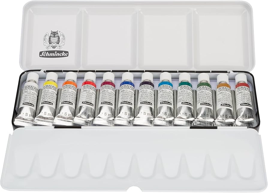 Schmincke – HORADAM® GOUACHE Farbkasten kompakter Metallkasten mit 12 feinsten, fabstarken Gou... | Amazon (DE)