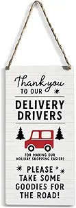 Front Porch Decor Front Door Decor Delivery Drivers Thank You Sign, delivery driver snack Christm... | Amazon (US)