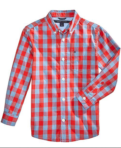 Little Boys Box-Plaid Cotton Shirt | Macys (US)