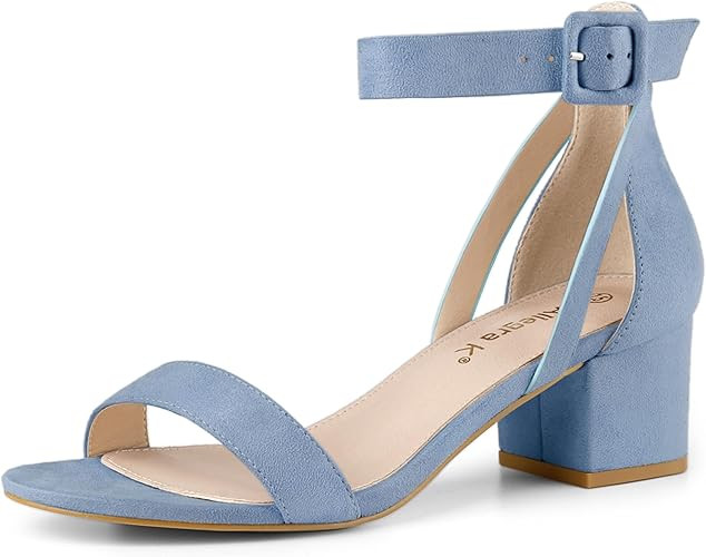 Allegra K Women's Ankle Strap Block Low Heel Sandal | Amazon (US)
