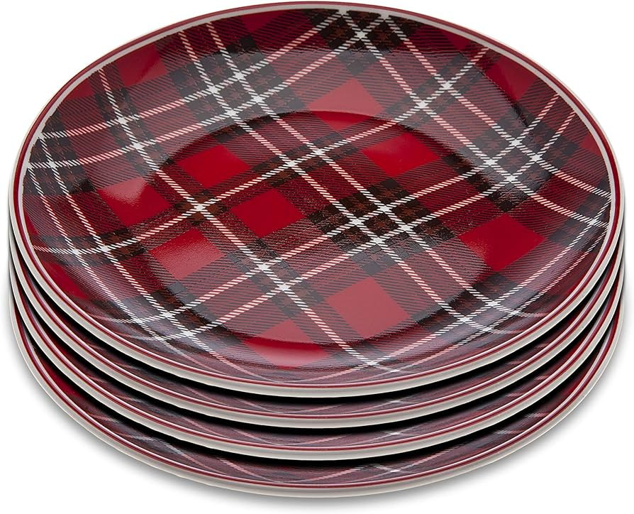 Godinger Holiday Plates Set, Christmas Decorations, Christmas Decor, Plaid Plate Set - 6", Set of... | Amazon (US)