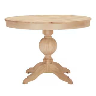 StyleWell Round Pedestal Unfinished Natural Pine Wood Table for 4 (42 in. L x 29.75 in. H) T-01 -... | The Home Depot
