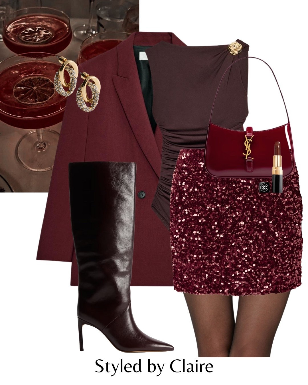 BURGUNDY & BROWN🍒
Tags: partywear party festive Christmas night out outfit idea Zara oversized double breasted blazer asos sequin mini skirt bodysuit chocolate gold detail knee high faux leather boots ysl patent bag fashion sparkle sparkly asos 

#LTKpartywear #LTKstyletip #LTKfestive