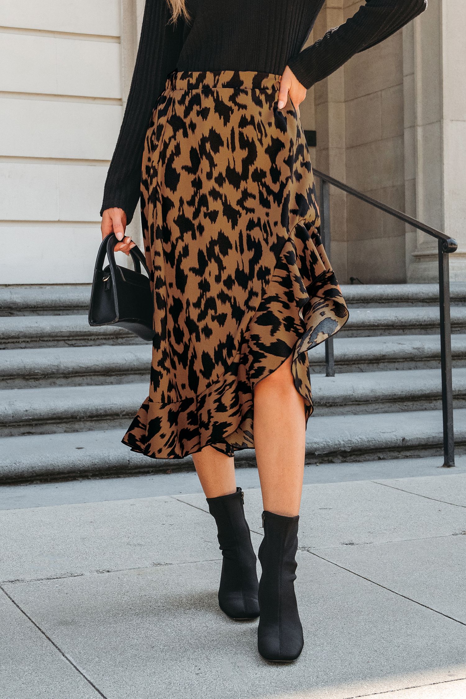 Leopard Print Ruffled High Low Skirt | Cupshe US