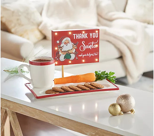 Mr. Christmas Illuminated Milk & Cookie Plate with Mug - QVC.com | QVC