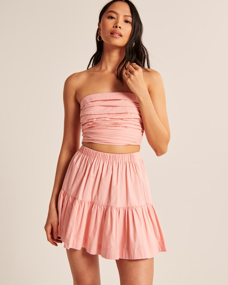 Tiered Poplin Mini Skirt | Abercrombie & Fitch (US)