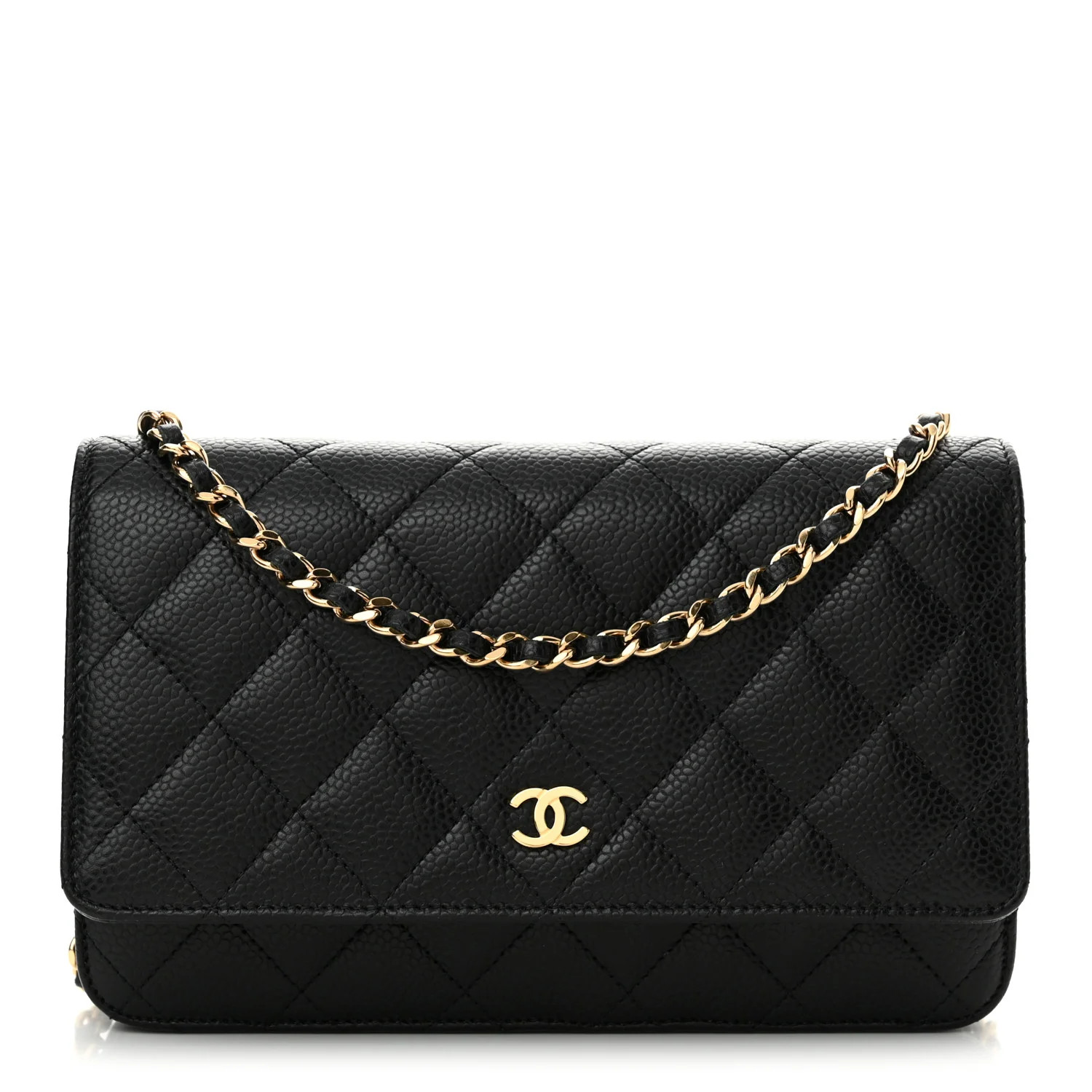 Caviar Quilted Wallet on Chain WOC Black | FASHIONPHILE (US)
